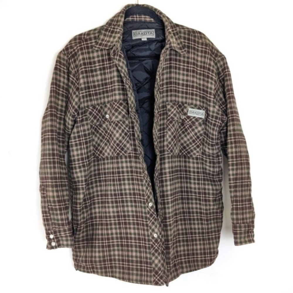 Dakota Unisex Red & Green Plaid  Quilted Rugged Work Shacket sz Medium Tall